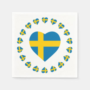 SWEDEN HEART SHAPE FLAG NAPKIN