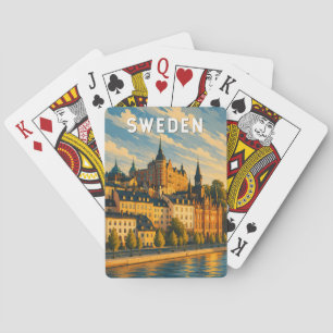 Sweden Illustration Travel Art Vintage Playing Cards