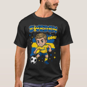 Sweden Kid Goal Cartoon Sverige Swedish Flag For B T-Shirt