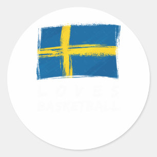 Sweden Loves Basketball Classic Round Sticker