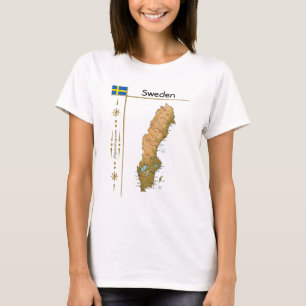 Sweden Map + Flag + Title T-Shirt