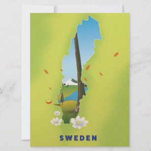 Sweden map illustrated travel poster. invitation