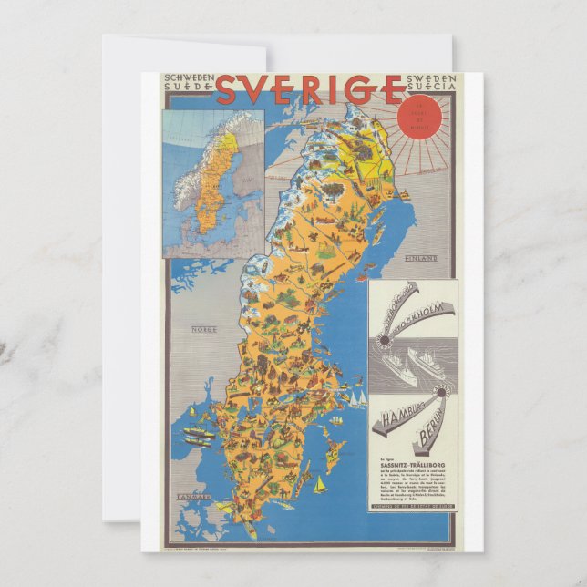 Sweden Map Invitation (Front)