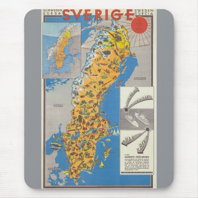 Sweden Map Mouse Pad (Front)