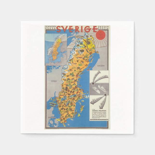 Sweden Map Napkin (Front)