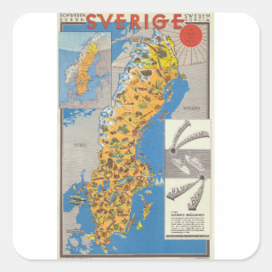 Sweden Map Square Sticker