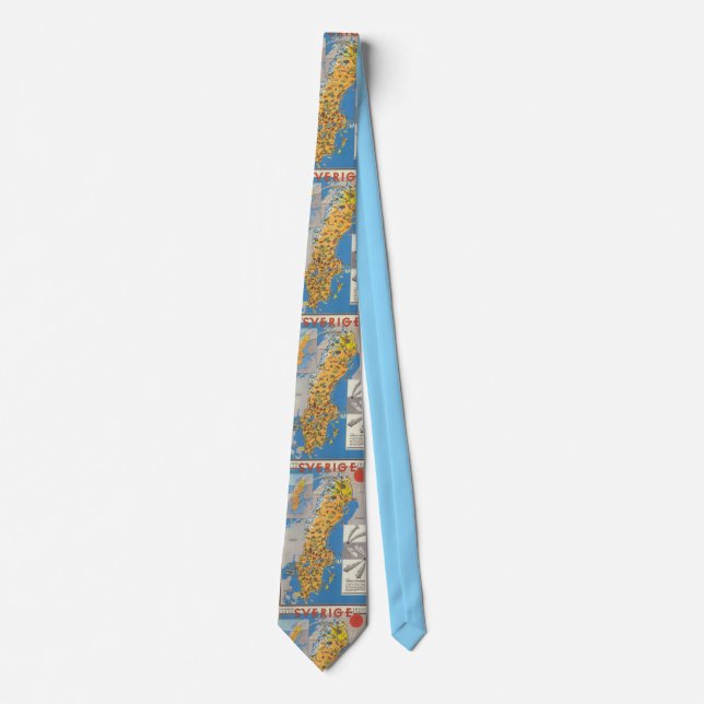 Sweden Map Vintage Fine Art Tie (Front)
