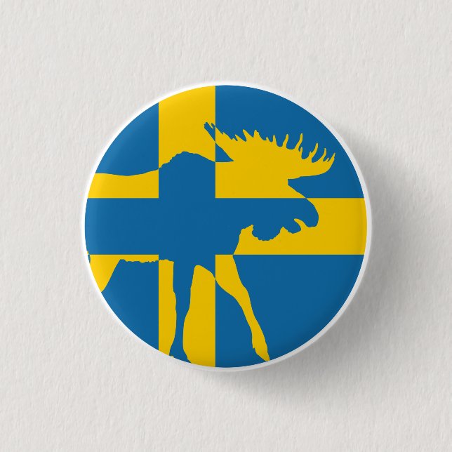 Sweden Moose Swedish National Animal Flag 3 Cm Round Badge (Front)