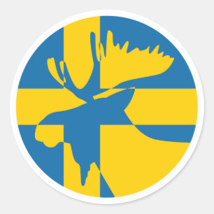 Sweden Moose Swedish National Animal Flag Classic Round Sticker