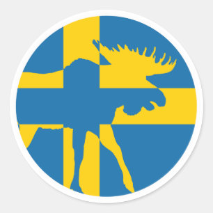 Sweden Moose Swedish National Animal Flag Classic Round Sticker