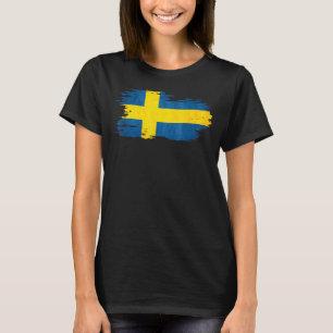 Sweden National Flag Brush Effect T-Shirt