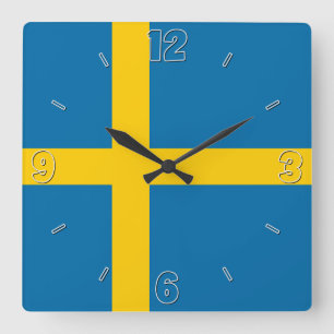 Sweden National Flag Patriotic Square Wall Clock