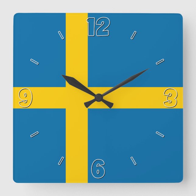 Sweden National Flag Patriotic Square Wall Clock (Front)