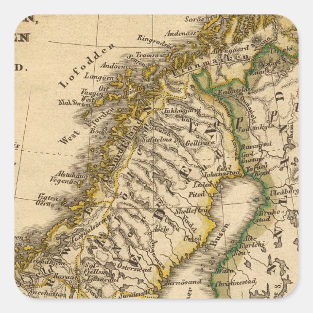 Sweden, Norway, and Finland Square Sticker (Front)