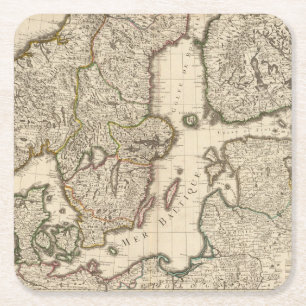 Sweden, Norway, Europe 2 Square Paper Coaster