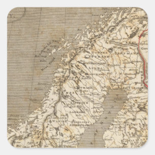 Sweden, Norway Map by Arrowsmith Square Sticker