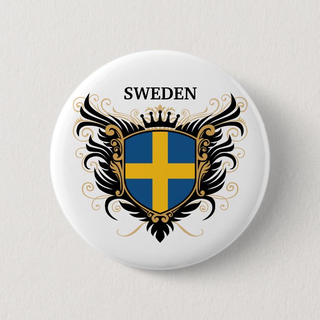 Sweden [personalise] 6 cm round badge (Front)