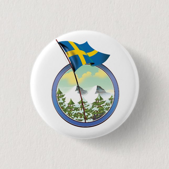 Sweden retro logo 3 cm round badge (Front)