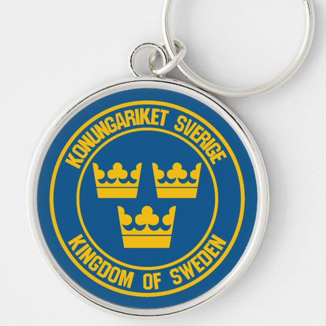 Sweden Round Emblem Key Ring (Front)
