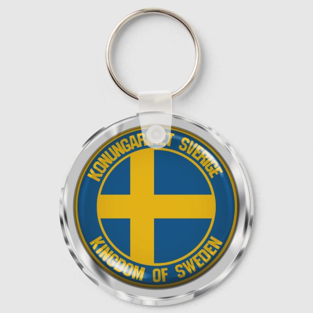 Sweden Round Emblem Key Ring (Front)