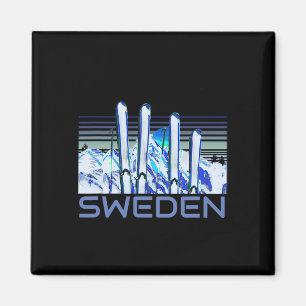 Sweden Ski Accessories Retro Swedish Skiing Magnet
