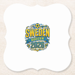 Sweden Soccer 2026 Soccer Bold Country Typography  Paper Coaster