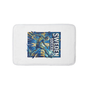 Sweden Soccer Skeleton Striker Nations Poster Styl Bath Mat