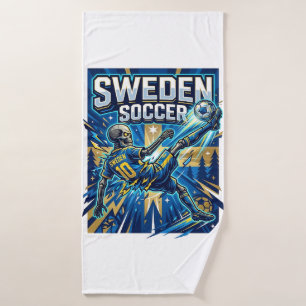 Sweden Soccer Skeleton Striker Nations Poster Styl Bath Towel