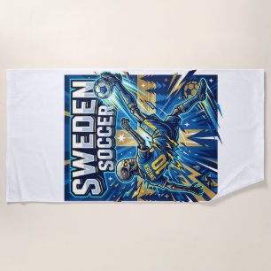 Sweden Soccer Skeleton Striker Nations Poster Styl Beach Towel
