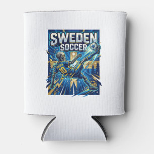 Sweden Soccer Skeleton Striker Nations Poster Styl Can Cooler
