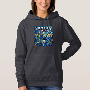 Sweden Soccer Skeleton Striker Nations Poster Styl Hoodie