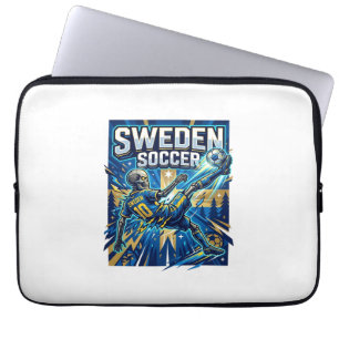 Sweden Soccer Skeleton Striker Nations Poster Styl Laptop Sleeve