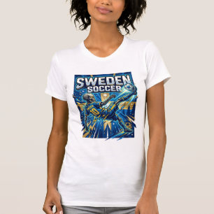 Sweden Soccer Skeleton Striker Nations Poster Styl T-Shirt