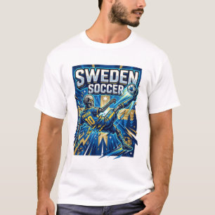 Sweden Soccer Skeleton Striker Nations Poster Styl T-Shirt
