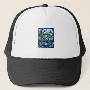 Sweden Soccer Skeleton Striker Nations Poster Styl Trucker Hat