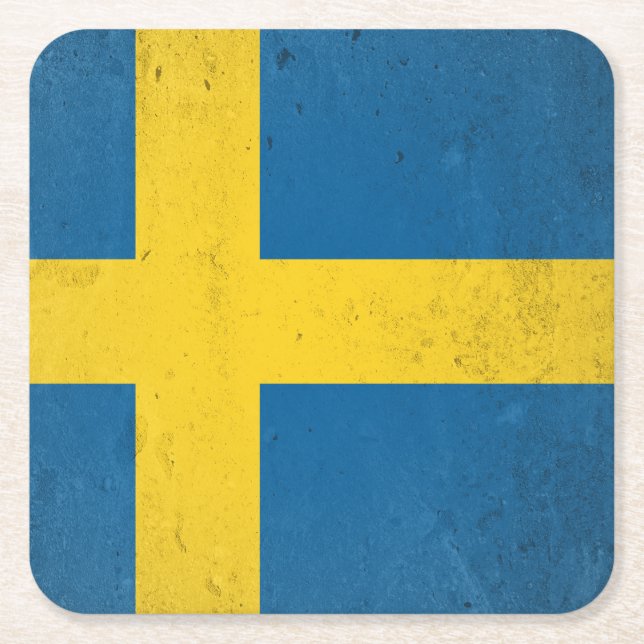 Sweden Square Paper Coaster (Front)