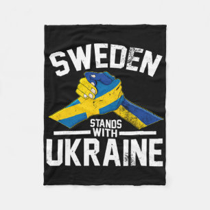 Sweden Stands With Ukraine Ukrainian Swedish Flag Fleece Blanket