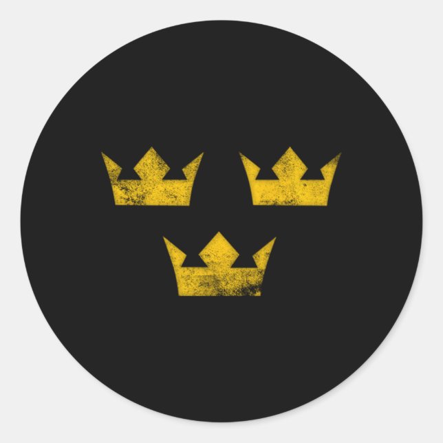 Sweden Sverige Hockey Tre Kronor Three Crowns Classic Round Sticker (Front)
