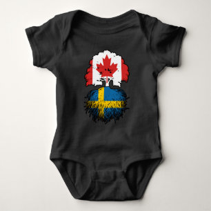 Sweden Swedish Canadian Canada Tree Roots Flag Baby Bodysuit