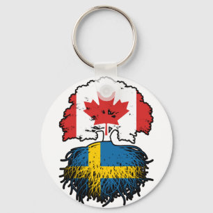 Sweden Swedish Canadian Canada Tree Roots Flag Key Ring