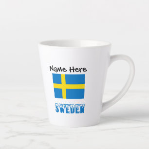 Sweden Swedish Flag Black Personalisation Latte Mug
