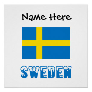 Sweden Swedish Flag Black Personalisation Poster