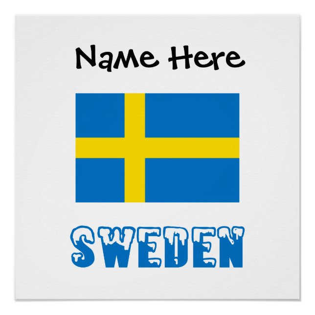 Sweden Swedish Flag Black Personalisation  Poster (Front)