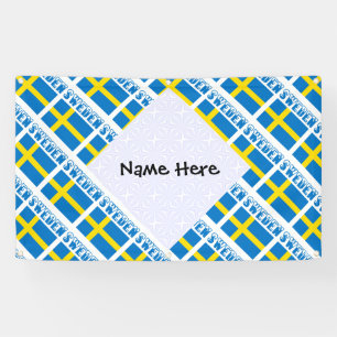 Sweden Swedish Flag Black Tiled Personalisation Banner