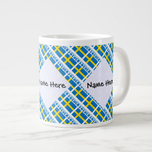 Sweden Swedish Flag Black Tiled Personalisation Large Coffee Mug