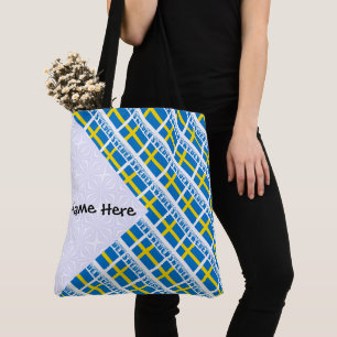 Sweden Swedish Flag Black Tiled Personalisation Tote Bag