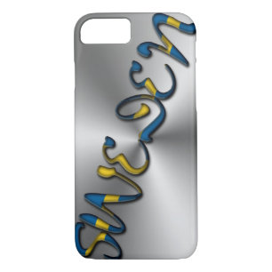 Sweden Swedish Flag Colour Typography Silver Grey iPhone 8/7 Case