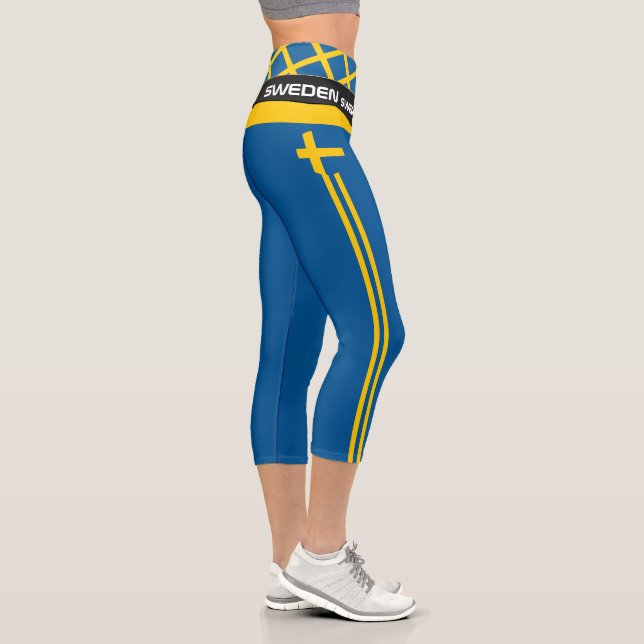 Sweden & Swedish Flag fashion, Fitness, Sports Cap Capri Leggings (Right)