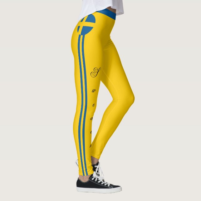 Sweden & Swedish Flag fashion, travel/ sports fans Leggings (Right)