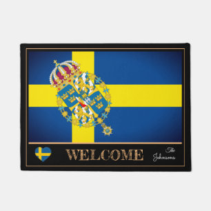 Sweden & Swedish Flag house mats/sports Welcome Do Doormat